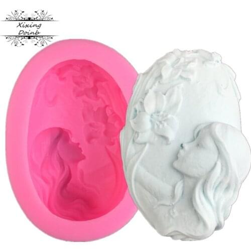 Xixing Girl Flower DIY cake decoration tool soap mold pudding chocolate sugar turning silica gel mold kitchen supplies
