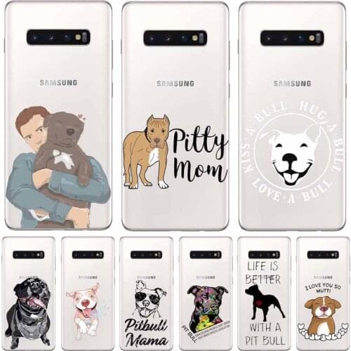 Pit Bull Lovely Dog Pet Pitbull silicone Suave TPU Case Capa Do Telefone para o Samsung Glaxy S 6 7 8 9 10 Plus Note 8 9 Coque