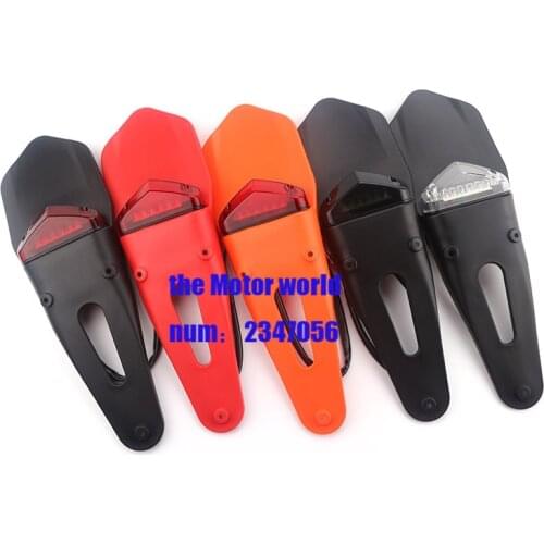 Universal Motorcycle Trial Bike with LED Brake Stop Rear Tail Light Mountain Bicycle Refit Back Fender Mudguard Lamp Moto parts