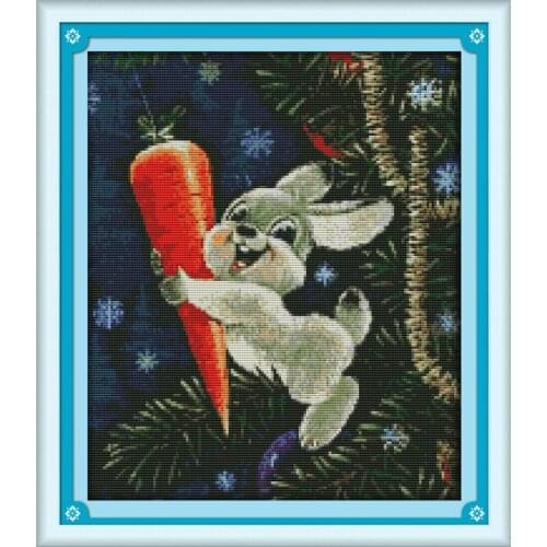Everlasting Love The Rabbit And Carrot Chinese Cross Stitch Kits Ecological Cotton Stamped Printed 11CT DIY New Year Decorations