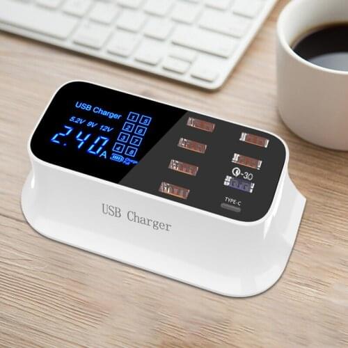 Mobile Phone USB Charger Quick Charge 3.0 Smart USB Type C Wall Charger Led Display Fast Charging Power Adapter Travel Charger