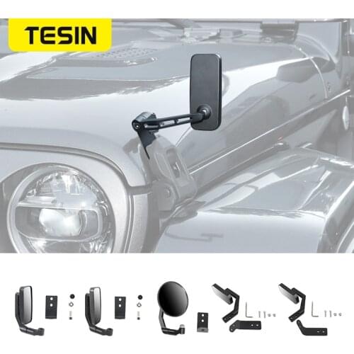TESIN Car Exterior Hood Cover Backup Mirror For Jeep Wrangler JL Car Avoid Blind Spots Accessories For Jeep Gladiator JT 2018