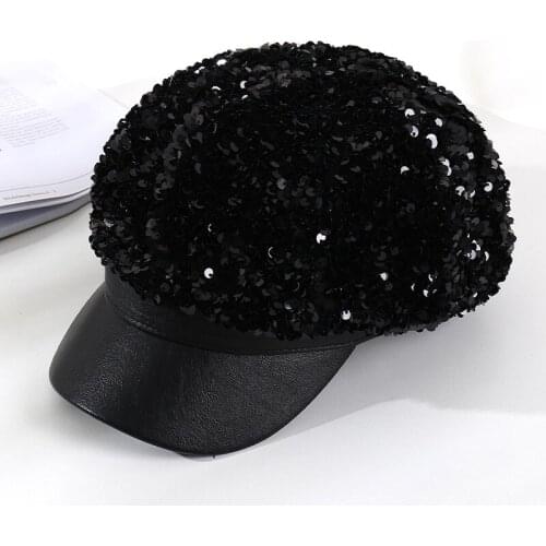 Autumn Winter Hats for Women With Sequins Octagonal Caps Ladies Casual Woolen Hat Winter Beret Women Cap HR122305