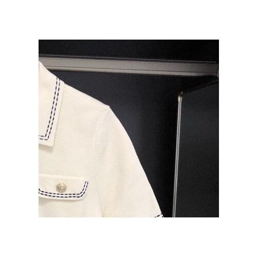 2020 Spring and Summer Womens New Contrast Color Knitted Pullover and Skirt