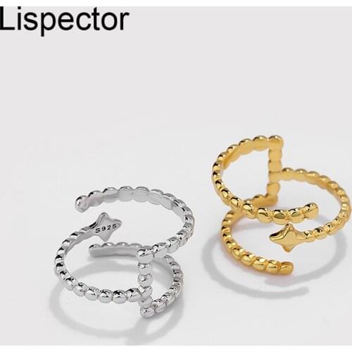 Lispector 925 Sterling Silver Korean Geometric Rings for Women Minimalist Multilayer Hollow Star Ring Casual Female Jewelry Gift