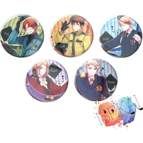 Axis Power HETALIA Anime badge Italy France Russia USA Spain Badge Brooch Pins