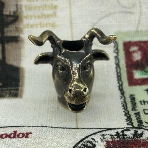 1PC EDC Paracord Beads Bull Head Skull Retro Brass Oxide Umbrella Rope Cord Lanyard Pendants Knife Beads Outdoor Accessories