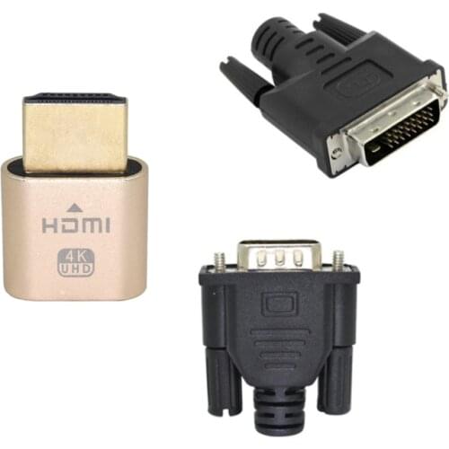 10pcs/lot VGA DVI DP Virtual Display Hdmi DDC EDID Dummy Plug Headless Ghost Display Emulator Lock Plate 1920x1080 @60Hz