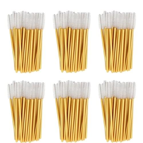 1000pcs/lot Gold Stick Disposable Mascara Wands Applicator Lash Nylon Makeup Brushes Eyelash Extension Makeup Accessorices