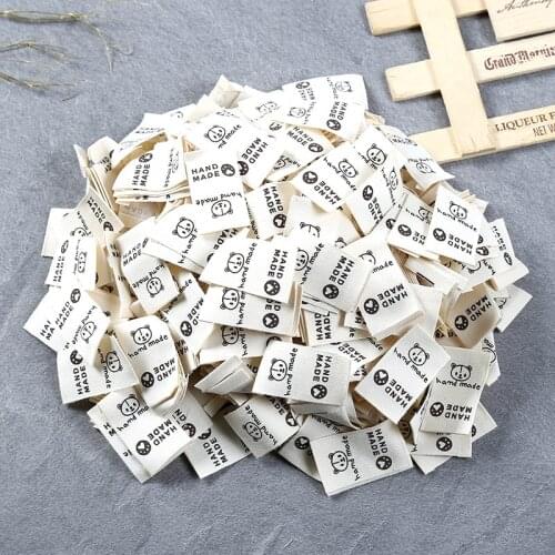 100PCS/pack Cute Bear Printed Washable Cloth Labels Tags For DIY Handmade Crafts Sewing Clothing Materials Supplies