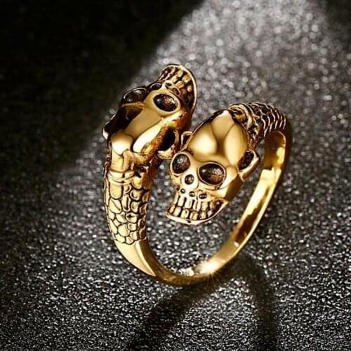 2021 New Design Domineering Opening Adjustable Skull Rings for Women Trendy Punk Gothic Luxury Jewelry Mens Rings Wholesale Bulk