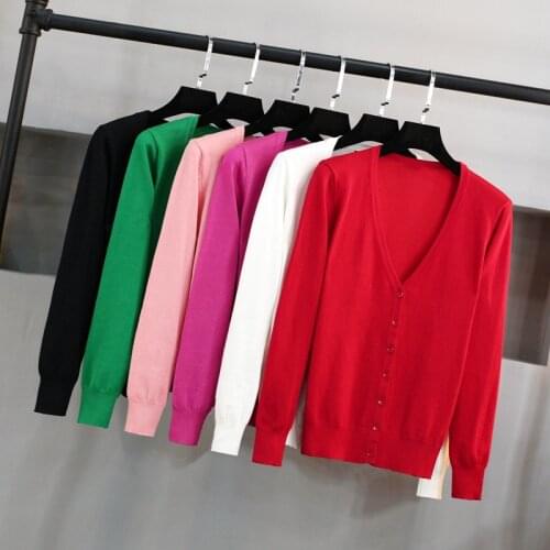 21 Colors Women Knitted Sweater Cardigans Coat New Spring Autumn Jacket Women Long Sleeve Tops V neck Solid Women Sweater Coat