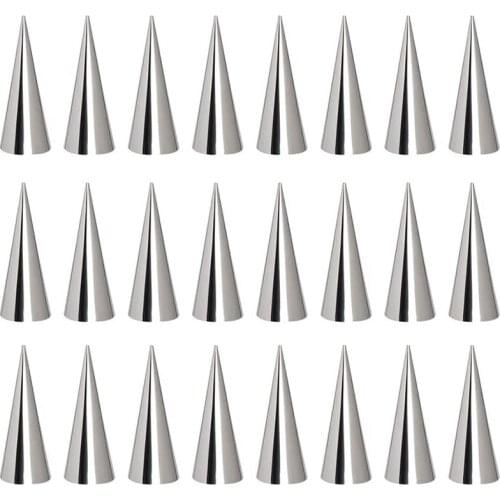 24PCS Stainless Steel Pastry Cream Horn Molds Conical Tube Cone Pastry Roll Horn Mould Kitchen Baking Coil Tool