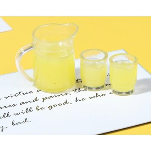 3pcs 1/12 Dollhouse Miniature Accessories Mini Juice Jug Cup Set Simulation Drink Milk Model Toys for Doll House Decoration
