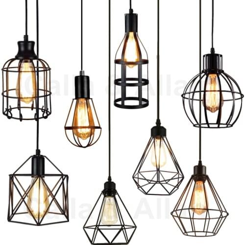 American wrought iron small chandelier warehouse industrial wind retro lamp European restaurant art stair bar single head lamp