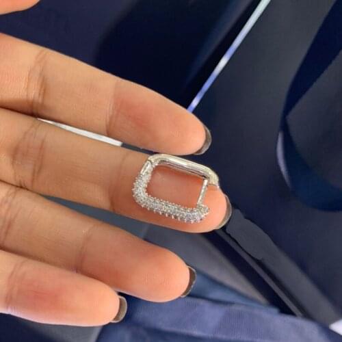 Brand 1:11pc White Zircon Square Geometric Earring for Women Yacht Club Series Brand Jewelry