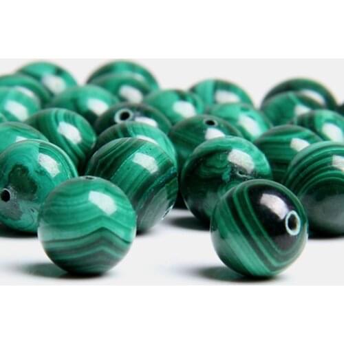 Natural Genuine Malachite Gem round stone beads Green streaked Malachite mineral Beads For Jewelry Making bracelet necklace gift