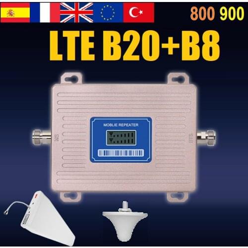 LTE 800 B20 900 B8 4G 3G 2G 2-Band Cellular Signal Repeater Amplifier Booster Free Return Free Ship Spain France Italy Russia UK