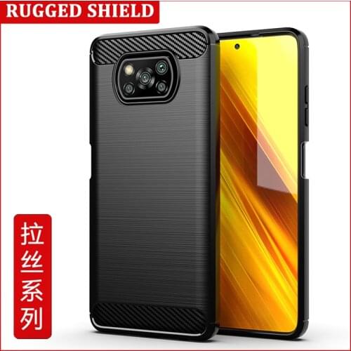 For Xiaomi Poco X3 NFC M2007J20CG M2007J20CT Carbon Fiber Case Full Protection Phone Cover Shockproof Bumper Anti Drop Shell