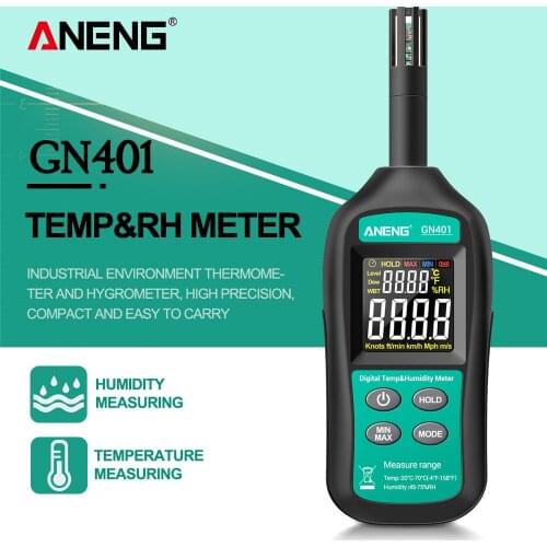 ANENG GN401 Mini Temperature Humidity Meter Handheld No Contact Precision Digital Air Thermometer Hygrometer Gauge Tester