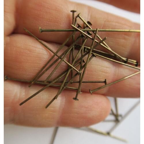 Camal 100pcs 1" 26mm Dark Antique Brass Straight Pins Connector Part to Connecting Hanging Prism Crystal Bead Pendant Chandelier