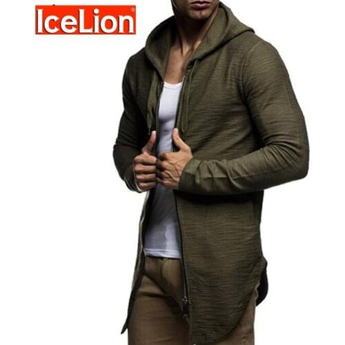 IceLion 2021 Hoodies Men Spring Long Sleeve Zipper Cardigan Cotton Sweatshirt For Men Hip Hop Streetwear Solid Men Slim Hoodies