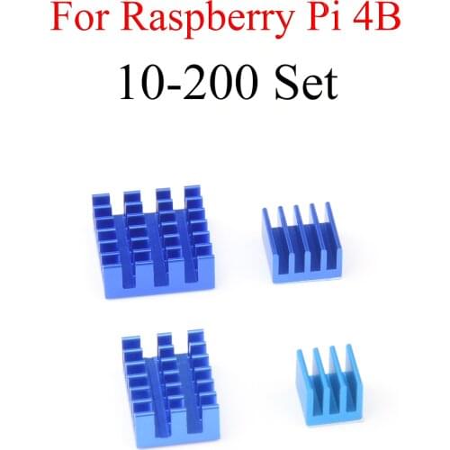10 - 500 Set Aluminum Heat Sink Cooling Sink Cooler HeatSink 4Pcs Kit Radiator For Raspberry Pi 4 Model B Blue
