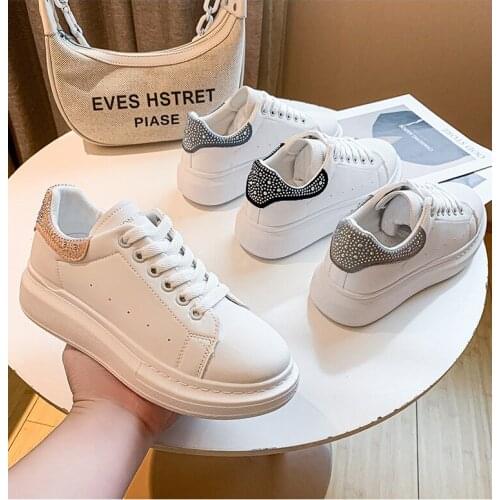Shoes for Women 2021 Autumn Fashion Plus Size White Shoes Women Rhinestone Platform Shoes Women Casual Sport Shoes Zapatos Mujer
