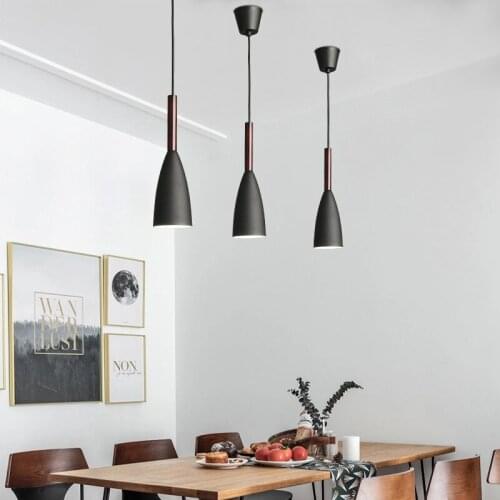 Kitchen Black Pendant Light Bar Modern Pendant Lighting Room Ceiling Lamp Home Vintage Pendant Lights Living Study Wood Lighting