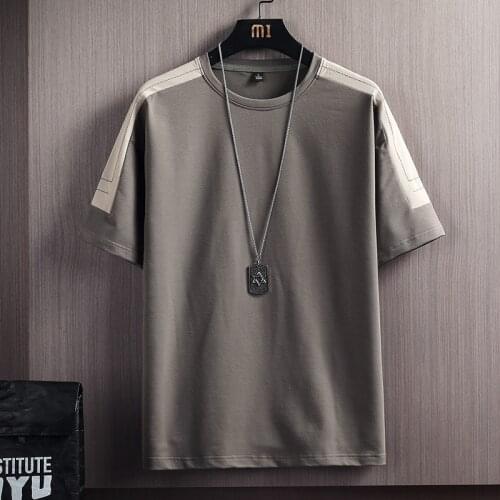 Men New Casual T Shirts Solid Patchwork High Quality Summer Short Sleeve Tops Tees Male O-Neck Loose T-Shirt Jogging Comfortable