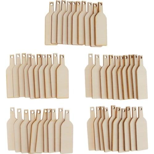 Pieces of 50 Blank Wine Bottle Wooden Cutout Gift Tags Scrapbooking Embellishements