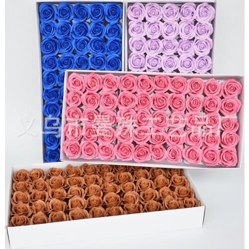 50pcs Cheap Soap Rose Heads Romantic Wedding Valentines Day Gift Wedding Banquet Home Decoration Hand Flower Art