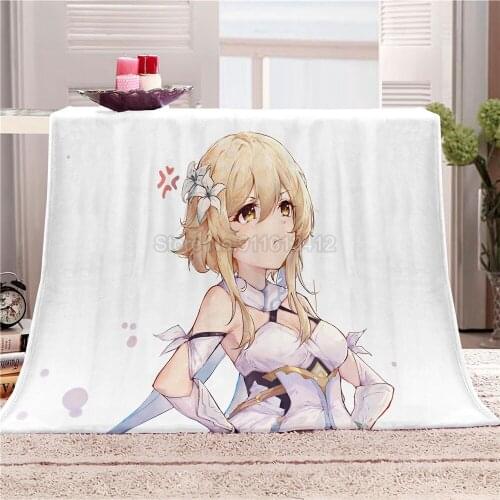 New Game Genshin Impact Blanket 3D Printed Velvet Plush Throw Blanket for Kid Adult Gift Soft Warm 150x200cm Bedding Flatsheet