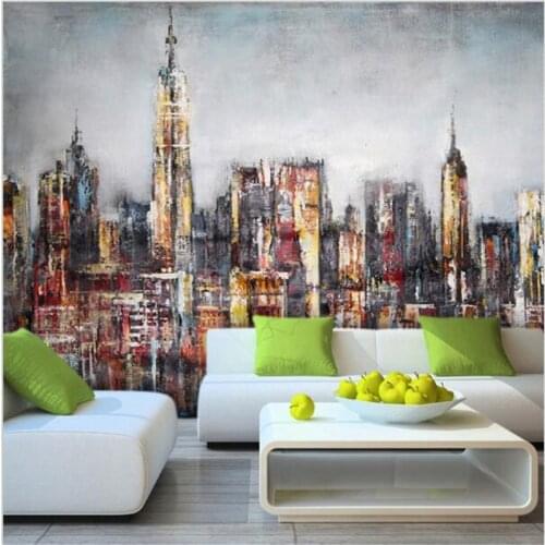 Beibehang custom wallpaper 3D murals retro graffiti mural living room bedroom painted urban building sofa background wall paper