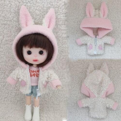 Bjd clothes OB11 baby clothes cute rabbit ears jacket for 1/12 BJD, beautiful knot pig, ob11, GSC Clothes doll accessories toys