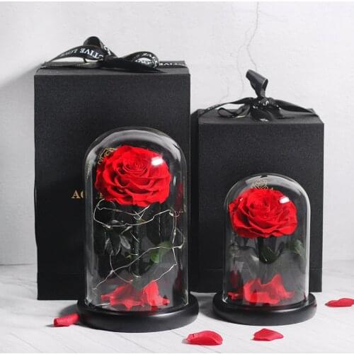 Drop Shipping 5 Colors Galaxy Rose In Flask Flashing Flowers Glass Dome Beauty And The Beast Valentines Day Mothers Gift