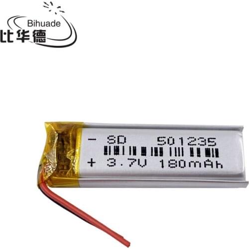 Free shipping Polymer lithium battery 3.7 V 180mAh 501235 can be customized CE FCC ROHS MSDS
