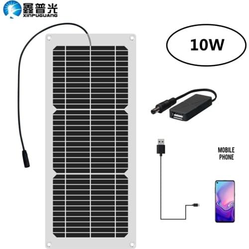 20W Portable Solar Charger Monocrystalline Semi-flexible Solar Panel Kit For Outdoor Camping Phone Car 12V/24V Battery Charging