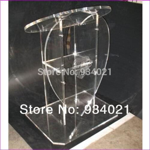 Transparent Acrylic Podium With Heart Shaped Front, Plexiglass Lecterns