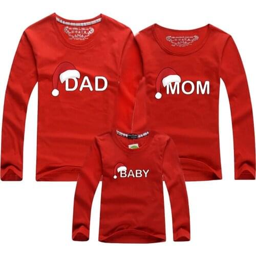 Christmas Family Matching Shirt Print Xmas Elk Santa Claus Hat Snowman Letter Pullover Sweatshirt Father Mother Baby Clothes