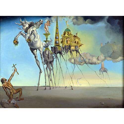 Salvador Dali Temptation of St Anthony GICLEE of painting silk art Prints Wall Art For Living Room Bedroom Decor