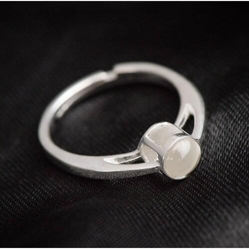 S925 Silver Ring Shurangama Mantra Mandala Maha pratisara mantra Inlaid projection stone Adjustable size Lovers ring amulet