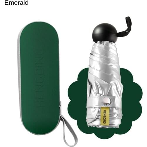 Five folding lightweight portable capsule umbrella silver coating sunscreen UV sunny rainy umbrella windproof strong umbrella