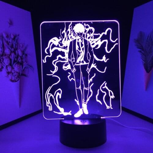 Anime Mob Psycho 100 3D LED Light for Bedroom Decoration Night Light Kids Brithday Gift Manga Room Desk Lamp Reigen Arataka