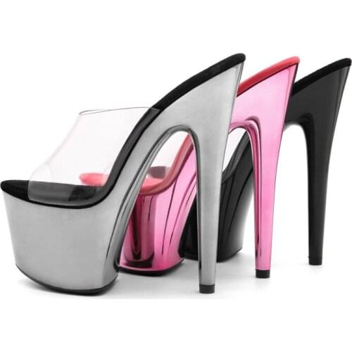 High Heels Slippers Women Summer Shoes Sexy Mules 15cm Heels Fashion Painted Shoes Glossy Fenty Beauty Slides Rose Party Shoes