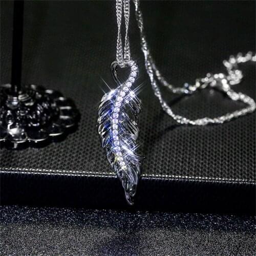 Korean Fashion Tassel Necklace for Women Fashion Phoenix Wing Leaf Inlaid Zircon Pendant Feather Clavicle Chain New Jewelry