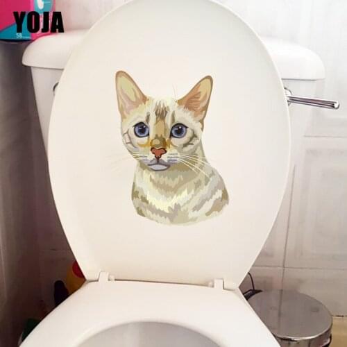 YOJA 19.9×23CM Snow Bengal Cat Animal Home Wall Decoration Personality WC Toilet Stickers T1-2892