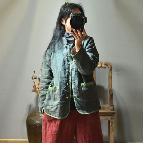 Women Loose Patchwork Padded Coat Parkas Ladies Loose Retro Outerwear Female Stand Collar Short Coat Autumn Winter Tops