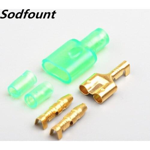 100sets Brass PVC green sheath crimping 0.2-1.5mm2 one to two male and female mating terminal pluggable male and female plug