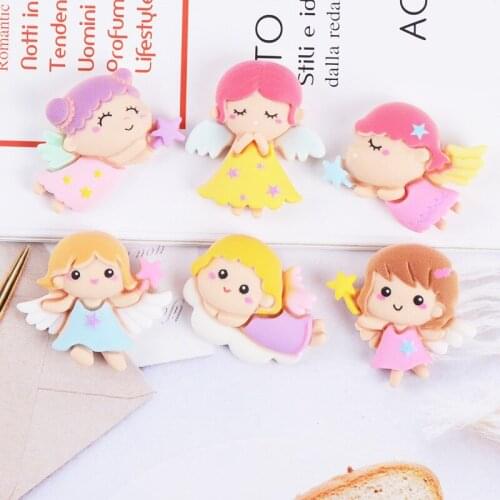 100pcs Kawaii Cartoon Angel Charms Pendants Resin Flatback Cabochons For Jewelry Making DIY Bracelets Necklace Earrings
